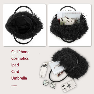 Costom Fashion Winter Fuzzy Tote Bag Bolso rizado de imitación Bolso de hombro peludo Monederos con <span class=keywords><strong>asa</strong></span> superior grande - Product Image 5
