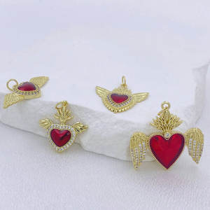 Dainty สีแดงหัวใจศักดิ์สิทธิ์โช้คเกอร์กับนางฟ้า<span class=keywords><strong>ทับทิม</strong></span>จี้หินเครื่องประดับทองเหลืองชุบทองสำหรับผู้หญิงสไตล์น่ารัก - Product Image 2