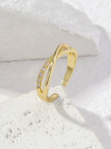 Europe et États-Unis Meilleure vente Fashion Female Index Fing Ring Double Love avec Zircon Anneaux de pierres précieuses réglables - Product Image 6