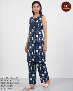 Women's Co-Ord Set Fashionable Cord Set <b>Top</b> Trousers for Office Party Wedding Casual Wear Quick Dry Cotton Modern <b>Indian</b> - Product Image 2