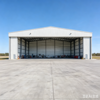 Hangar Prefabricado de Acero Galvanizado en Caliente para Aviones Privados, Paneles Aislantes de Doble Capa, Diseño Moderno, Resistente al Fuego