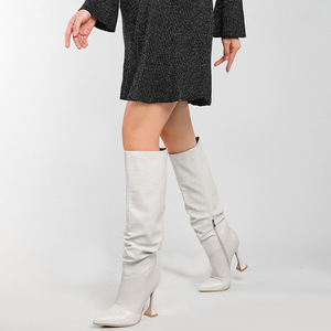 Nouveauté 2025, bottes à talons chaton plissées pour femmes, bottes mi-hautes pour femmes sexy, automne-printemps - Product Image 2