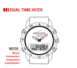 Montre numérique de sport multifonctionnelle North Edge 0utdoors en acier inoxydable 304, étanche à 50 m de <span class=keywords><strong>profondeur</strong></span>, montre pour homme - Product Image 5