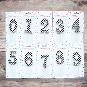 Bloques de Construcción <span class=keywords><strong>Lego</strong></span>, Velas con Números del 0 al 9, Decoración para Fiestas de Cumpleaños, Velas con Números en Blanco y Negro - Product Image 1