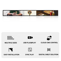Barra de Pantalla Extensible 4K para Publicidad en Texto, Pantalla Ancha de Alto Brillo de 23.6 Pulgadas, Monitor de Estante para Comercios, Señalización Digital para Centros Comerciales