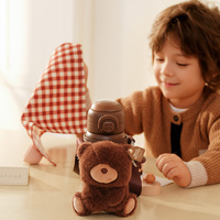 Termo de acero inoxidable ZOYZOII de 500ml con paja de peluche ocuk elik suluk botella de agua aislada para bebés para niños