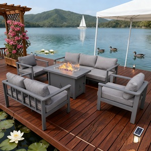 طاولة نار مستطيلة من الألومنيوم مقاس 44 بوصة، أثاث خارجي مع أرائك - Product Image 3