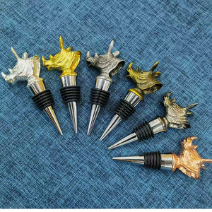 क्रिएटिव बार एक्सेसरीज़ कस्टम जस्ता मिश्र धातु गैंडा वाइन टॉप स्टॉपर स्पार्कलिंग रैनो हेड वाइन स्टॉपर - Product Image 4