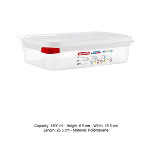 Bac alimentaire en polypropylène GN 1/4, 26,5 × 16,5 × 6,5 h cm, avec couvercle, -40/+95 ° C Araven - Product Image 3