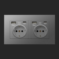Prise murale de luxe standard UE 16A, prise allemande avec charge rapide USB Type-C, panneau 86*86mm pour projets hôteliers modernes