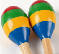 Orff Percussion Musical Instrument Accessories Christmas Colored Wooden Maracas for Music Enlightenment Education Celebrate