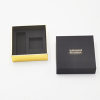 Boîte-cadeau de luxe en papier noir mat avec logo doré, couvercle supérieur et inférieur et base pour emballages de parfum, insert en mousse à usage cosmétique
