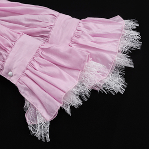 2026 <span class=keywords><strong>Rosa</strong></span> Gerüschte Stehkragen-Bluse mit Elastischer Taille und Spitzenbesatz Elegante Damen-Sommerbluse Langarm Asymmetrisches Oberteil Bluse Femme - Product Image 6