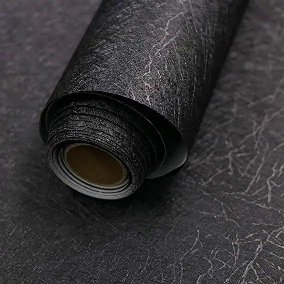 61cm*10m 3D Silk Embossed Black Wallpaper For Wall Decor Textured Contact Paper Peel and Stick Self Adhesive Vinyl Wallpaper