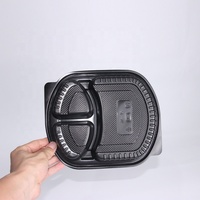 Boîte repas jetable à trois compartiments en PP, compatible micro-ondes, 1000 ml, pour nouilles, sandwichs, pizzas, hamburgers, gelées et préparation de repas