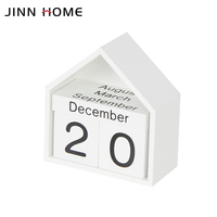 Calendrier perpétuel en bois en forme de maison Shabby Chic blocs calendrier de bureau Cubes en bois rustiques calendrier décoration de bureau à domicile