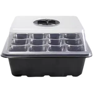 Hot sale Garden supplies 12 cells seed starter tray with lid heavy duty nursery clear plastic seedling plant growing trays