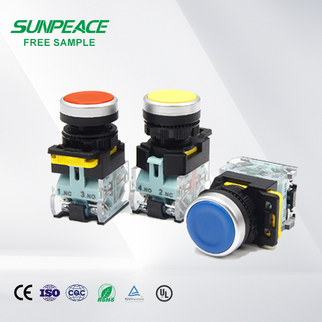LA38 Series 1NO 1NC 10A 220V IP65 Waterproof Plastic Flush Button Momentary Maintained 22mm Push Button Switch Without Light