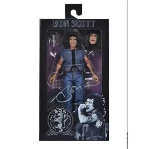 Original NECA 43271 AC Bon Scott (carretera al infierno) figura de acción vestida de 8 pulgadas colección de PVC modelo muñecas de juguete regalo de Navidad