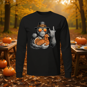 Bigfoot Rock On Turkey Vintage Thanksgiving T-shirt à manches longues pour hommes et garçons - Product Image 3
