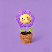 Fleur de tournesol en crochet fait main en pot, ornement en fil, décoration de bureau mignonne, cadeau artisanal pour la maison, cadeau de Noël