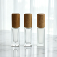 Flacons de parfum carrés en verre couleur personnalisée avec bouchon en bois, finition mate dégradée, 5ml/10ml, vides, rechargeables, pour voyage