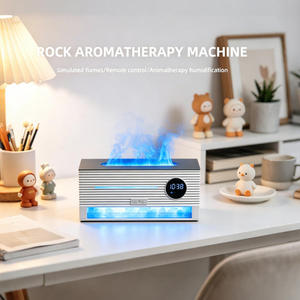 <span class=keywords><strong>Diffuseur</strong></span> d'arômes électrique portable en pierre de sel de cristal avec horloge-réveil <span class=keywords><strong>LED</strong></span> flamme et humidificateur, capacité 260 ml - Product Image 3