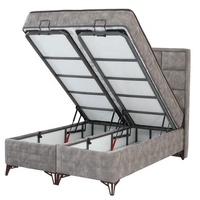 Lit de rangement moderne Nurum Furniture 2020, taille King, en tissu velours, avec structure en chêne massif, style doux, pour la maison, directement de l'usine