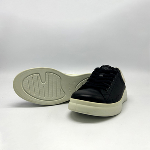 Chaussures à plateforme en cuir noir à lacets, talon blanc contrastant, semelle épaisse, baskets décontractées légères - Product Image 5