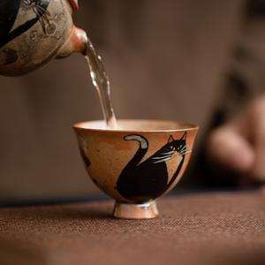 Yao Bian Zhi Ye <span class=keywords><strong>Mao</strong></span> Qing Zun Cup-Taza de té de Kung <span class=keywords><strong>Fu</strong></span> de cerámica vintage hecha a mano de estilo japonés para degustación de té - Product Image 3
