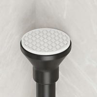 Étagère de douche d'angle à 4 niveaux réglable en hauteur avec barre de tension, sans perçage, en acier au carbone