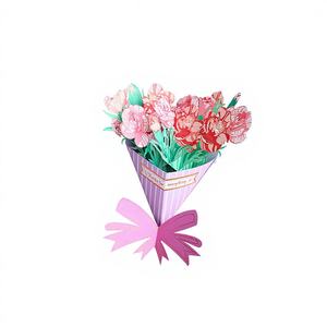 Biglietto d'Auguri Tridimensionale Creativo con Bouquet Dorato per la Festa della Mamma e del Insegnante - Product Image 3