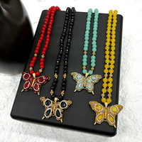 Collier de perles CH-LHN2101 avec pendentif fleur en coquillage incrusté de cristaux, breloque fleur, collier de perles incrustées de cristaux, vente en gros