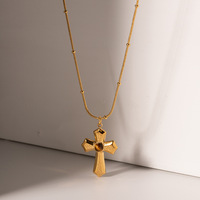 BJG0410N collier croix en acier inoxydable or 18 carats bijoux à la mode pour femmes pour les mariages fêtes fiançailles