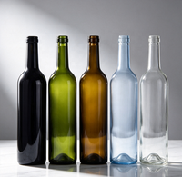 Vente en gros de bouteilles de vin en verre vides de 500 ml avec bouchon en liège, finition noire mate pour les boissons alcoolisées