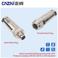 Conectores de cable de metal rectos M9 de fábrica, macho y hembra, niquelados, IP67, para soldar en PCB, compatibles con conectores de 2 a 8 pines