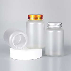 Envase Transparente Mate de PET para Pastillas de 100ml, 150ml, 200ml, 300ml, 10oz con Tapa de Rosca Dorada o Plateada para Vitaminas y Medicamentos - Product Image 1