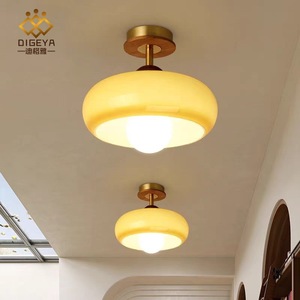 Lampe de plafond LED en verre style vintage américain et français, noyer noir, pour couloir, balcon, entrée, vestiaire, compatible avec le dropshipping Shopify - Product Image 6