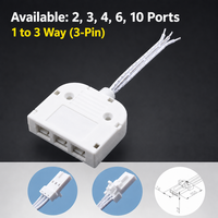 Boîtier de Jonction Répartiteur LED 3 Broches 6 Voies Prêt à Expédier, Hub Connecteur Dupont 3 Fils pour Bande Lumineuse RGB CCT Personnalisée pour Armoire