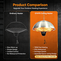 Lampe Chauffante Halogène Suspendue pour Plafond, 600W-900W-1500W, Corps en Aluminium et Fer, Idéale pour la Maison, la Terrasse et les Restaurants