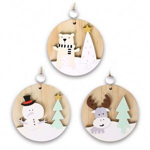 Adornos Navideños de Madera con Forma de Santa Claus Hechos a Mano, Decoraciones Navideñas Impresas en Serigrafía para Árbol de Navidad, Piezas de Madera para Manualidades - Product Image 5