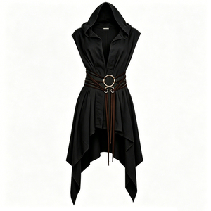 Robe Tunique Médiévale à Capuche pour Femme, Costume d'Halloween Unisexe pour Femme et Homme, Vêtements LARP, Manteau Médiéval Sans Manches en Gros - Product Image 6