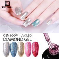 ICE NOVA Vernis Gel Diamant Platine Marque Privée, Vernis Gel Diamant Platine Soak-Off UV, Vernis Gel Pailleté Platine pour Ongles OEM&ODM