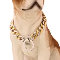 Золотой ошейник с большой цепью для собак
