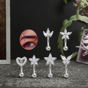 Cristal curvado Barbell <span class=keywords><strong>Piercing</strong></span> ceja anillo 16G <span class=keywords><strong>Piercing</strong></span> Rook <span class=keywords><strong>Daith</strong></span> anillo corazón diseño de moda <span class=keywords><strong>Piercing</strong></span> para Mujeres Hombres - Product Image 6