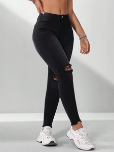 Nouveau Jean Femme 2026 – Pantalon Noir Élastique Simple Effet Patte de Chat Polyvalent Coupe Slim Droite - Product Image 5