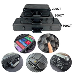 Étui de transport professionnel pour jetons de <span class=keywords><strong>poker</strong></span>, en aluminium noir, 68x24x12cm, grande capacité, impression numérique Casino Night, sans MOQ, 500 unités. - Product Image 2
