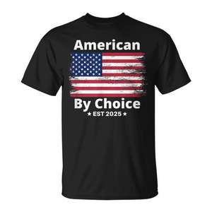 Camiseta American By Choice Est 2025 con diseño de bandera patriótica - Product Image 1