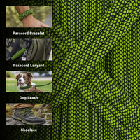 Cuerda de Paracord 550 con Patrón de Diamantes Verde y Negro, 5/32 Pulgadas (4mm), 7 Hilos, Tipo III, Cuerdas de Paracaídas para Supervivencia y Camping, 164 pies