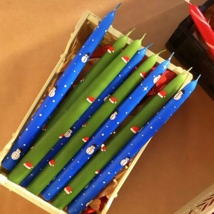 Huaming Christmas Theme Decor Snowman Table Dinner <strong>Candles</strong> Vintage Handmade Candcane Lighter Pattern Short Stick <strong>Taper</strong> <strong>Candle</strong> - Product Image 2